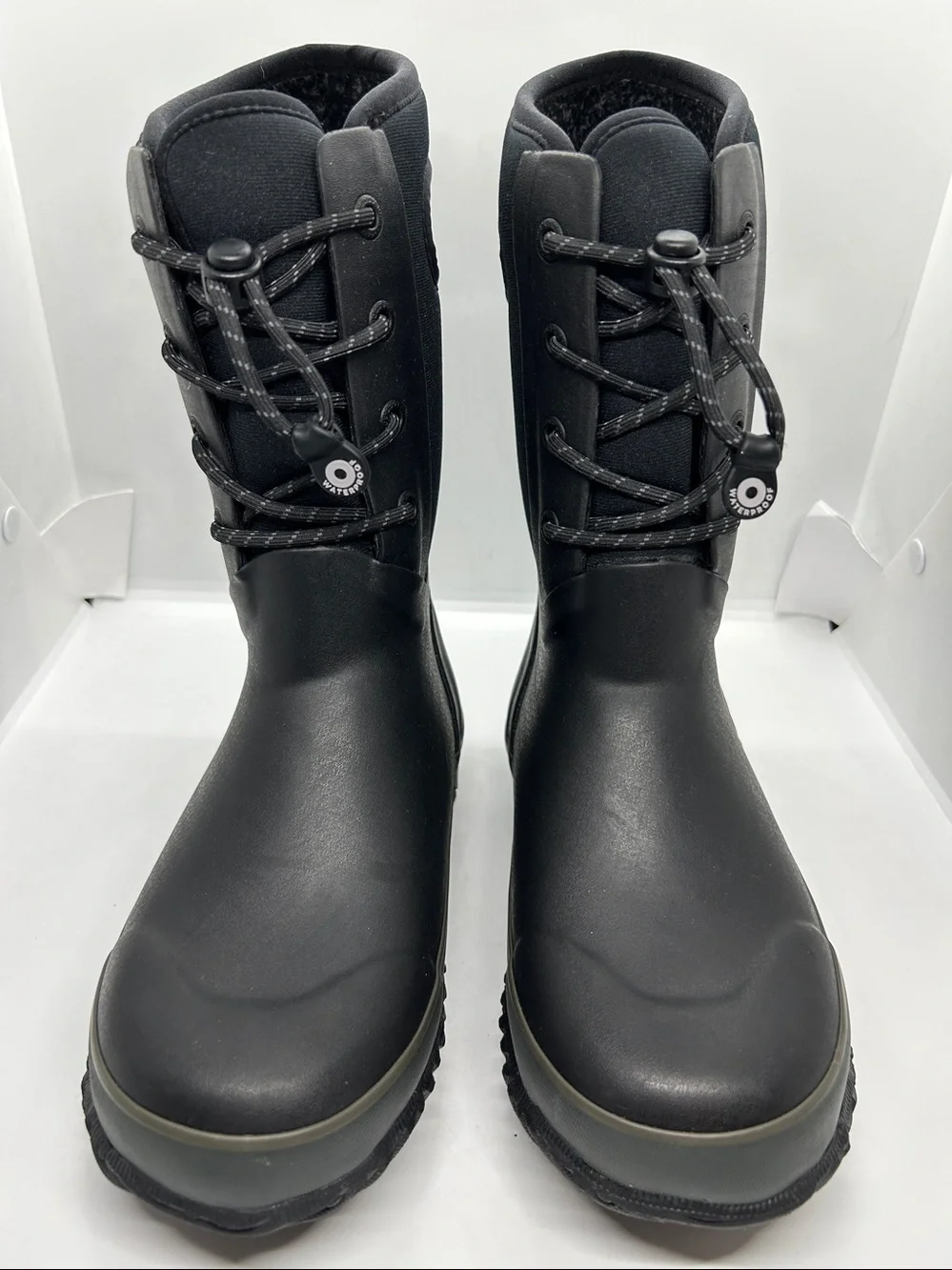 Children's Bogs Arcata Waterproof Lace Up Boot Black Rubber/Nylon Jersey  Size 3